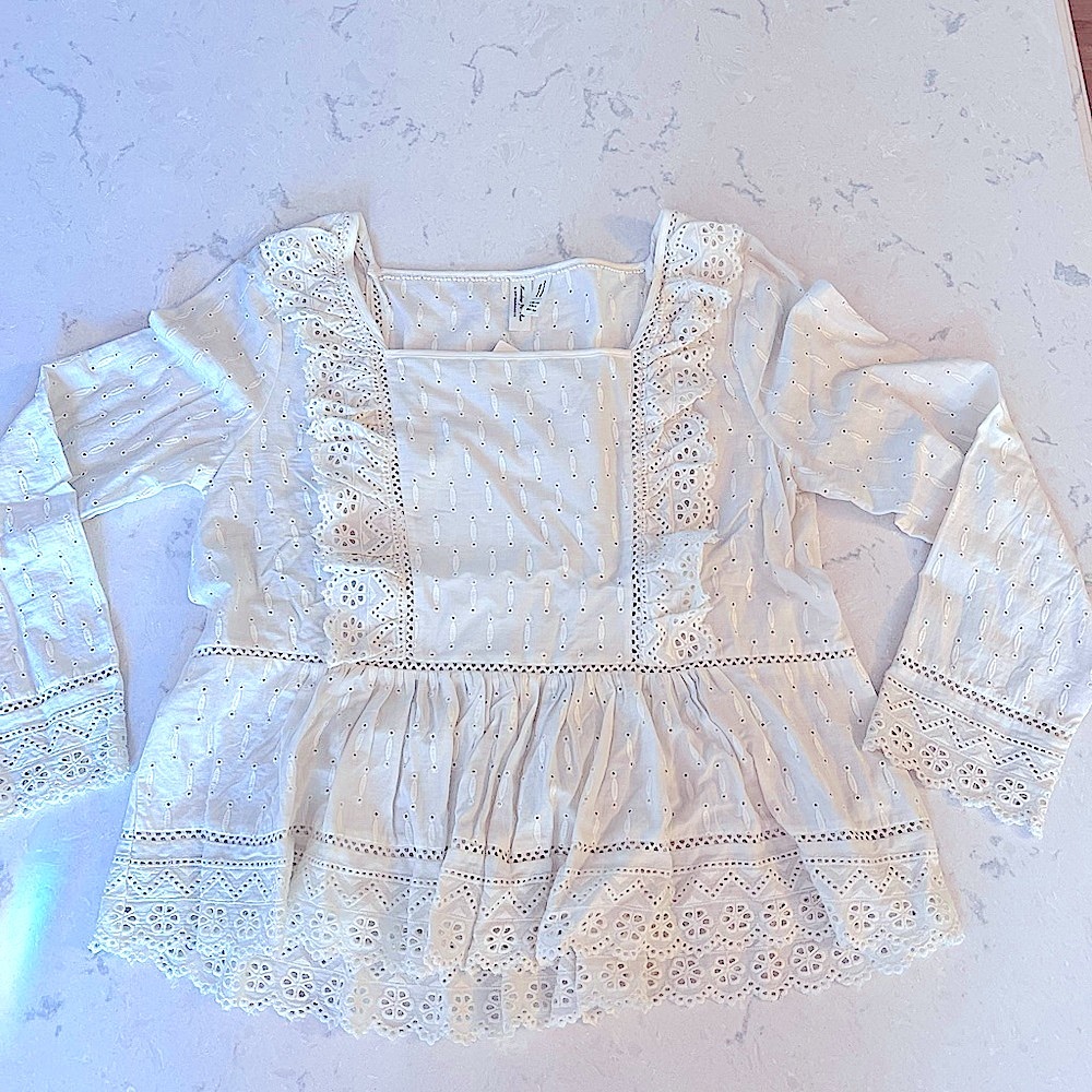 Anthropologie White Lace Blouse